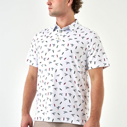 Men's Burlebo Performance Polo Ducks And Shells Front Model