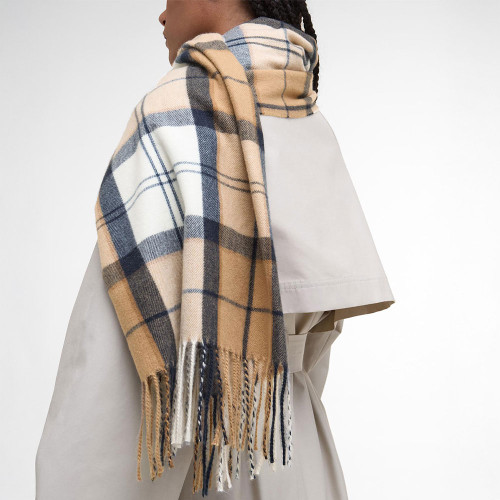 Women's Barbour Hailes Tartan Hessian Navy Tartan Multi Scarf model