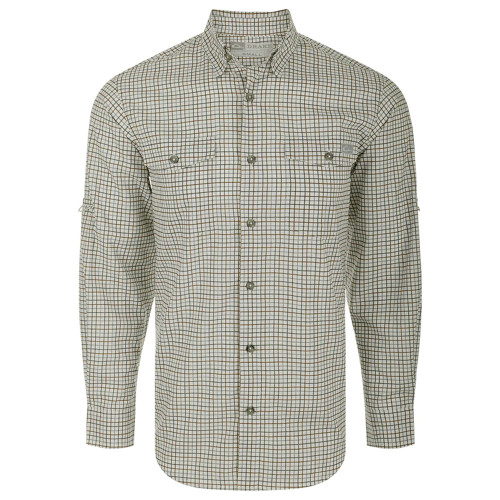 Men's Drake Long Sleeve Frat Tattersall Button Down Katamala Olive Main
