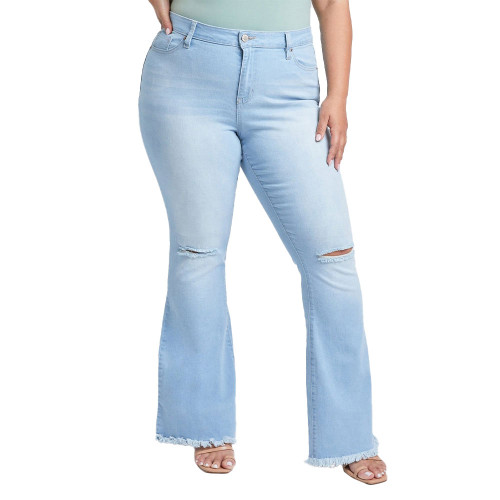 Women's YMI High Rise Distressed Super Flare Jeans - Plus Size