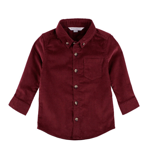 Toddler Boys' Rugged Butts Corduroy Button Down Shirt Burgundy Main