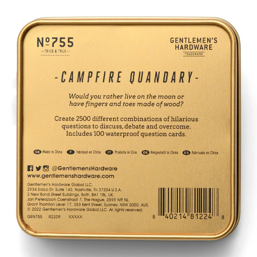 Gentlemen's Hardware Campfire Quandry Cards back