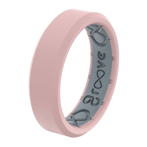 Women's Groove Life Edge Thin Ring - Rose Quartz Side