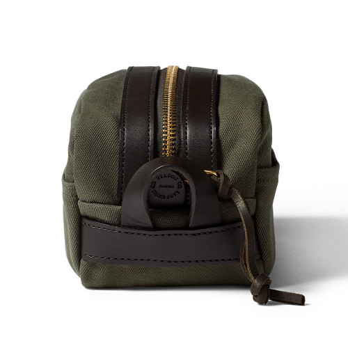 Filson Travel Kit Otter Green Side Detail Filson Travel Kit Otter Green Side Detail