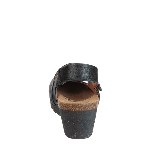 Women's OTBT Prog Wedge Clogs Black Leather Heel