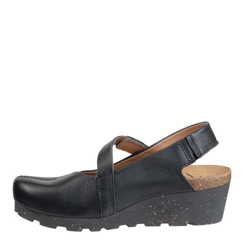 Women's OTBT Prog Wedge Clogs Black Leather Inner
