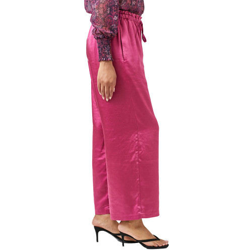 Women's Mystree Wide Leg Satin Pant Fuchsia Side