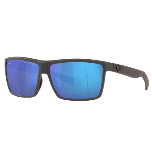 Costa Del Mar Billie Square Sunglasses Matte Black & Blue Mirrored