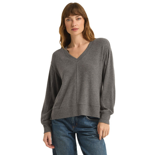 Women's Z Supply Wilder Cloud V-Neck Top Charcoal Heather Main