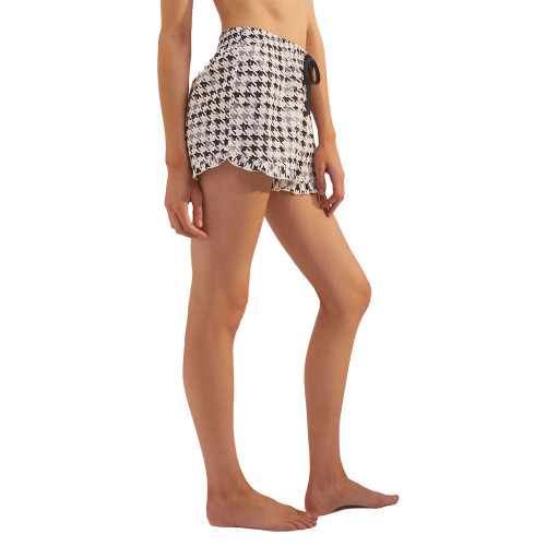 Women's Z Supply Ruffle Houndstooth Shorts Vanilla Ice Side