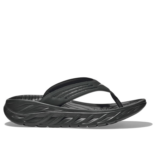 Men's HOKA Ora Recovery Flip Sandal Black and Dark Gull Gray Side Men's HOKA Ora Recovery Flip Sandal Black and Dark Gull Gray Side
