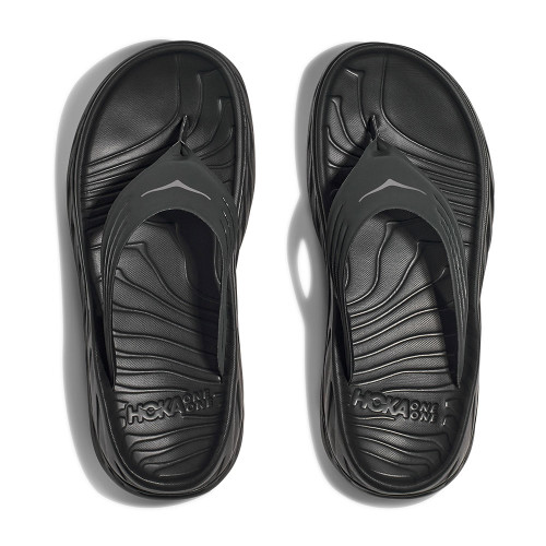 Men's HOKA Ora Recovery Flip Sandal Black and Dark Gull Gray Top Men's HOKA Ora Recovery Flip Sandal Black and Dark Gull Gray Top
