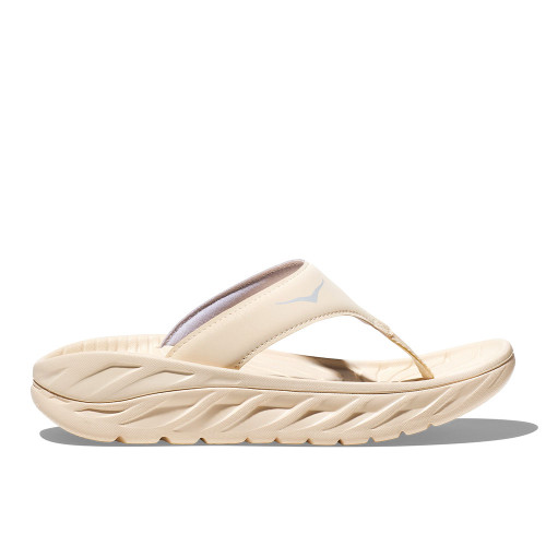 Women's HOKA Ora Recovery Flip Sandal Vanilla and Lunar Rock Side Women's HOKA Ora Recovery Flip Sandal Vanilla and Lunar Rock Side