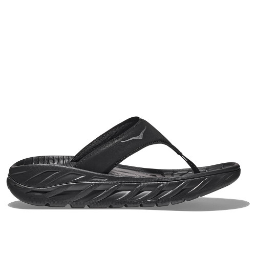 Women's HOKA Ora Recovery Flip Sandal Black Dark Gull Gray  Side
