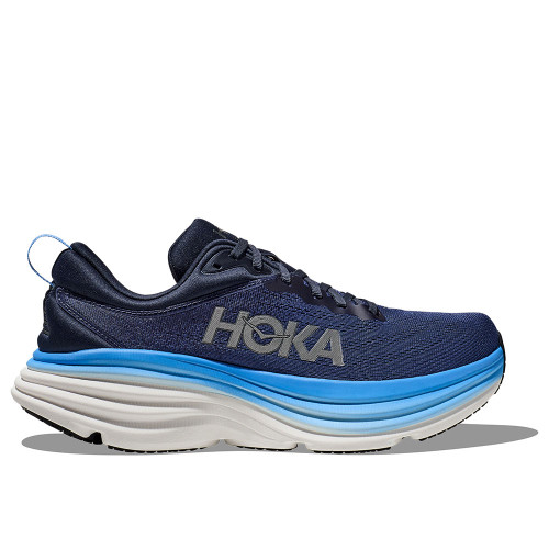 Men's HOKA Bondi 8 Sneaker Outer Space and All Aboard Side