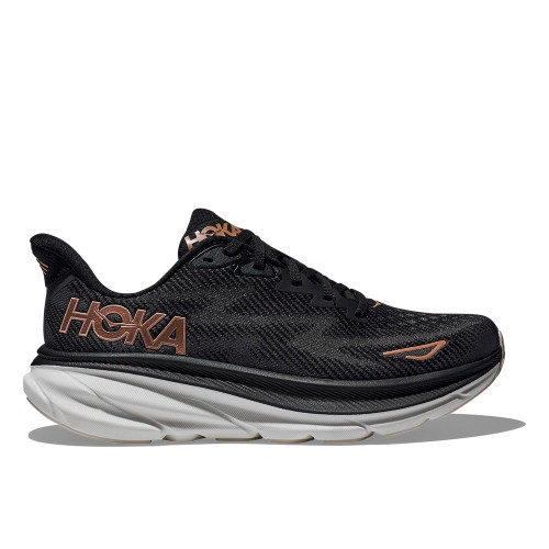 Women's HOKA Clifton 9 Sneaker Black Rose Gold Side