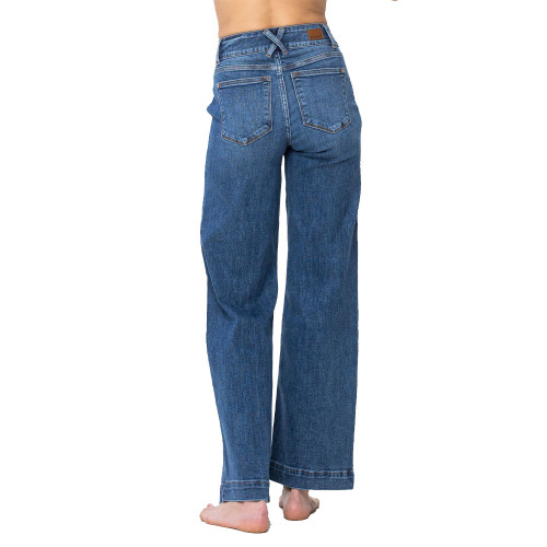 Women's Judy Blue High Waist Double Button Wide Leg Jean - Plus Size Back