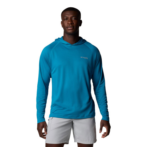 Men's Columbia PFG Solar Stream Hoodie Blue Echo Front Model