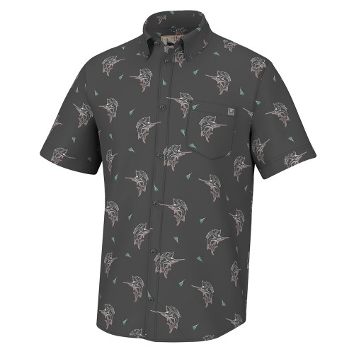 Men's Huk Fin Lure Kona Button Up Shirt Volcanic Ash Main