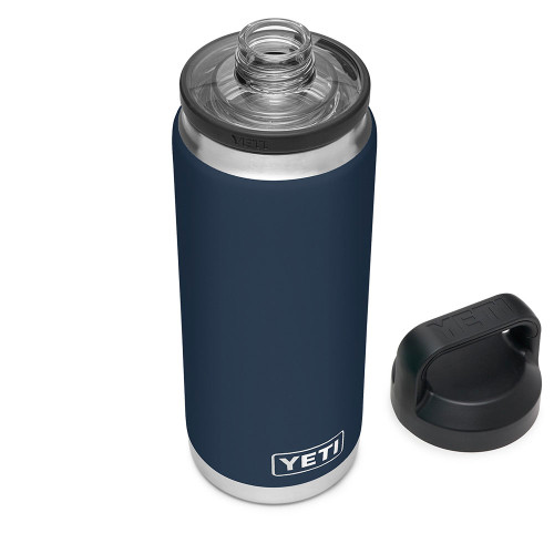 YETI Rambler 26 oz Navy Bottle with Chug Cap lid off