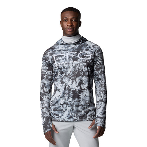 Men's Columbia PFG Super Terminal Tackle Vent Hoodie Cool Grey Seamoss