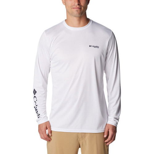 Men's Columbia PFG Terminal Tackle Fins & Stripes White Shirt front