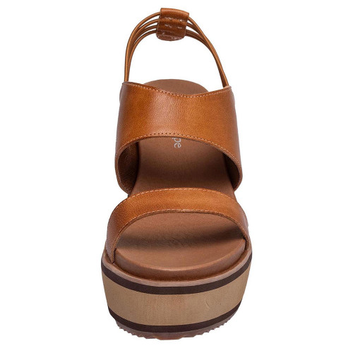 Women's Antelope Jax Leather Platform Wedge Sandal Taupe Front