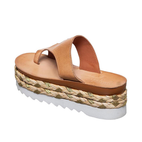 Women's Antelope Abra Platform Toe Ring Sandal Tan Back Angle Women's Antelope Abra Platform Toe Ring Sandal Tan Back Angle