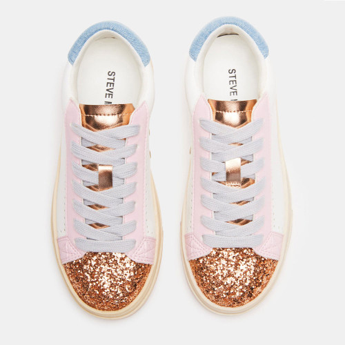 Girls' Steve Madden Molly Casual Sneaker White Multi Top