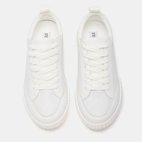 Women's Steve Madden Shock Leather Platform Sneaker White Top