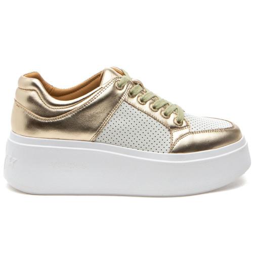Women's J/Slides Harlowe Platform Sneaker White Light Gold Side