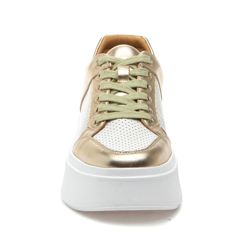Women's J/Slides Harlowe Platform Sneaker White Light Gold Front