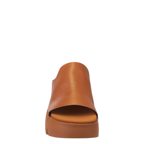 Women's Naked Feet Drift Platform Slides Camel Front