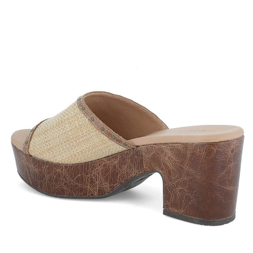 Women's Chocolat Blu Guro Heeled Slide Brown Combo Raffia Heel