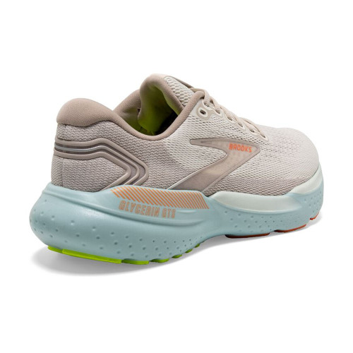 Women's Brooks Glycerin GTS 21 Running Shoes Coconut Aqua and Autumn Sunset Heel