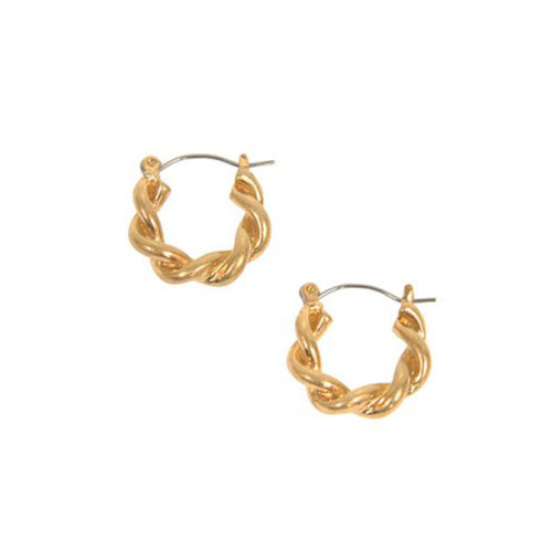 Joy Susan Small Rope Hoop Earring - Gold Main