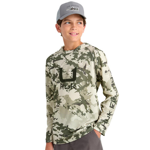 Boys' Huk KC Icon Apex Vert Performance Moss Hoodie