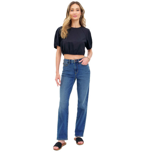 Women's Judy Blue High Waisted Straight Fit Dark Wash Jeans full