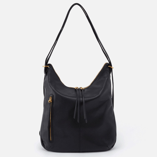 HOBO Merrin Convertible Leather Backpack Black Shoulder Style Front