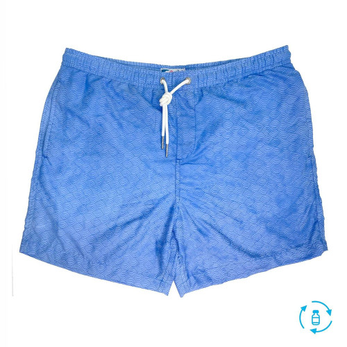 Men's Bermies Switch Swim Trunks - Blue to Waves Wet Front