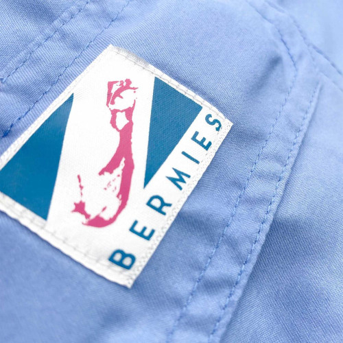 Men's Bermies Switch Swim Trunks - Blue to Waves Detail