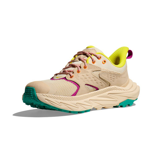 Girls' HOKA Anacapa 2 Low GTX Hiking Sneaker - Vanilla Electric Aqua Inner Side Angle