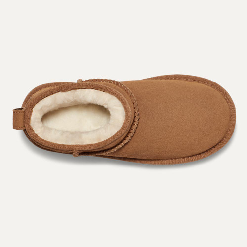 Girls' UGG Classic Ultra Mini Platform Bootie Chestnut Top View