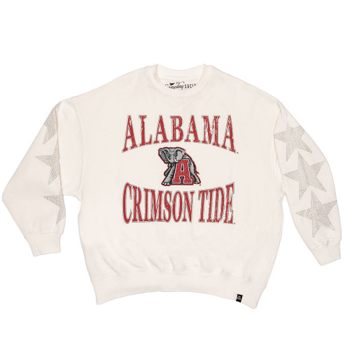 Women's Gameday Social Alabama Wynn Star Fleece Crewneck White Main