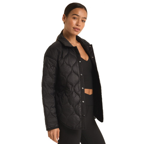 Women's Z Supply Active Time Is Now Quilted Black Jacket side
