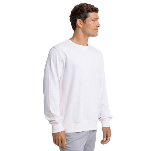 Men's Southern Tide Long Sleeve Bluffton Crewneck Sweatshirt Sand White Side