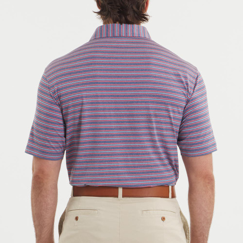 Men's Southern Marsh Maybourne Featherlight Stripe Polo Crimson And Slate Purple Back Model