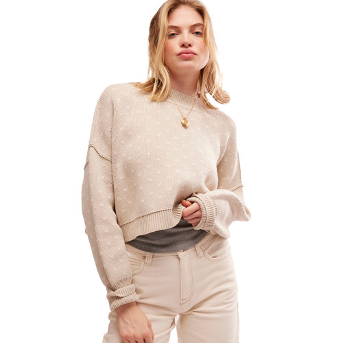 Women's Free People Pattern Easy Street Crop Top Sweater Oatmeal Combo Main
