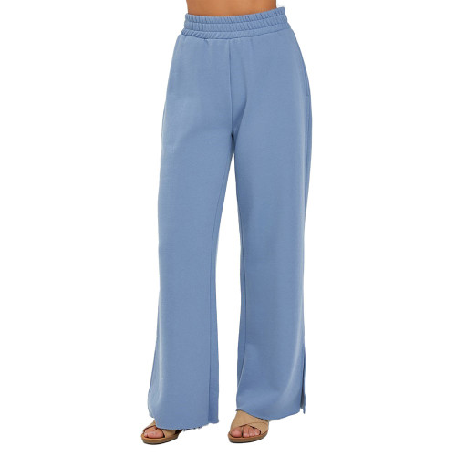 Women's Risen Soft Knit Wide Leg Lounge Pants Blue Main