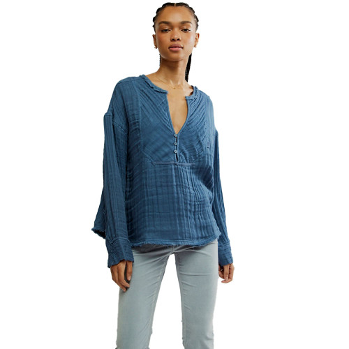 Women's Free People Easy Sunday Top Dark Denim Main